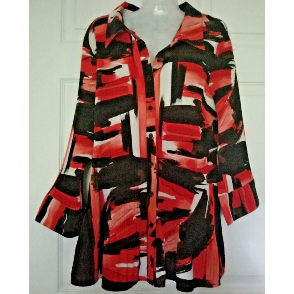 Lane Bryant Women's Blouse Pleated Crinkle Stretch Multicolor Size 22/24